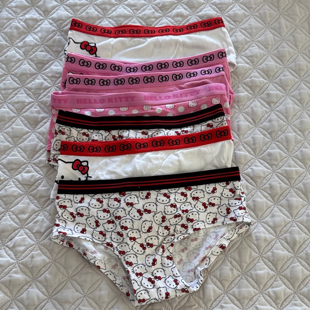 Hello Kitty Girls' Mixed Pack Cotton Briefs - Pink, White & Red Accents